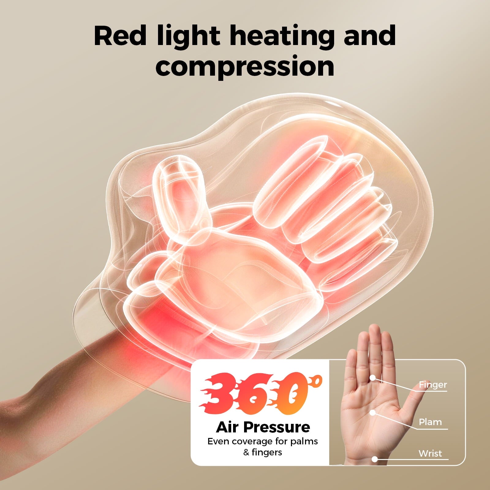FED Fitness Wireless hand massager with heating function, air compression massage, 9 pressure settings, 6 modes, a portable hand massager suitable for various settings