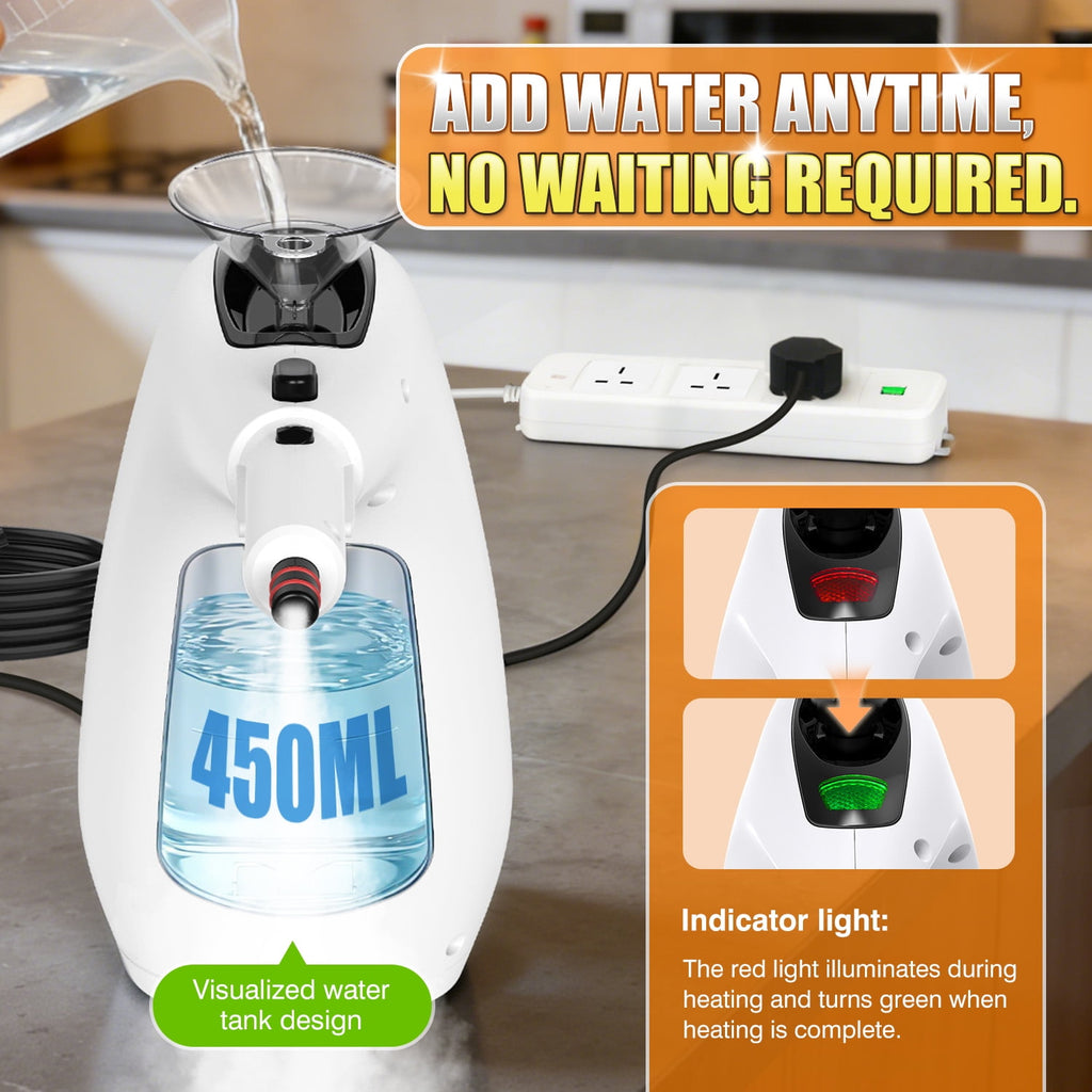 EXLUVON Handheld Steam Cleaner, 1500W Pressurized 10s Instant Heat Steam Cleaner for Home, Upgrade 15fl oz Tank, Lightweight Portable Steamer for Cleaning Kitchen, Grout, Furniture, Couch Car and Bat