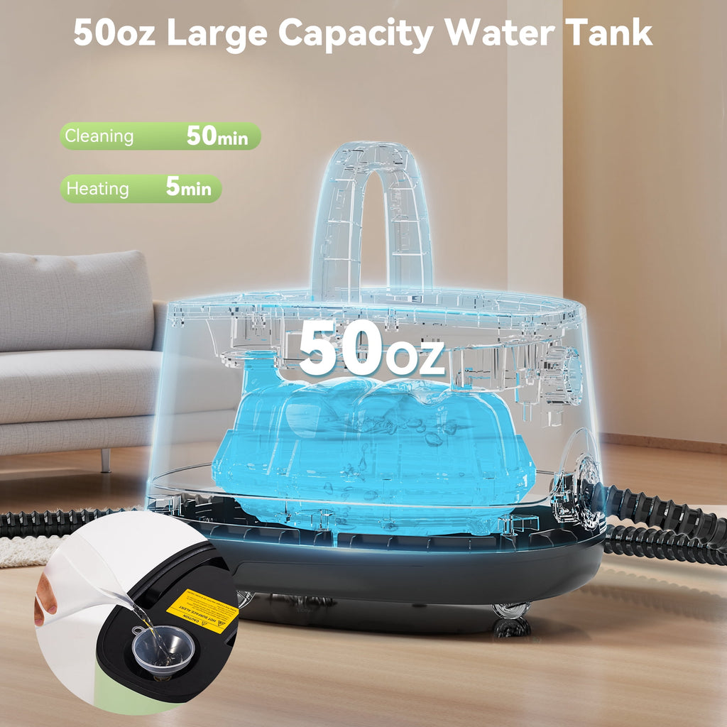 Vecukty Steam Cleaner, Powerful Steam Mop with 14 Accessories for Home Use, Floor, Window, Car Seat, Carpet, Tile, Grout
