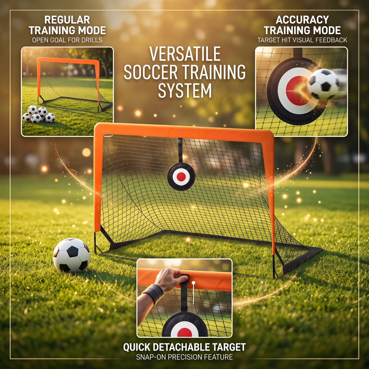 EZBY Soccer Goals for Kids Backyard Set of 2, 4x3ft Portable Pop-Up Youth Soccer Net Training Equipment Kit with Thickened Ball, Agility Ladder, 10 Cones and Gift Box